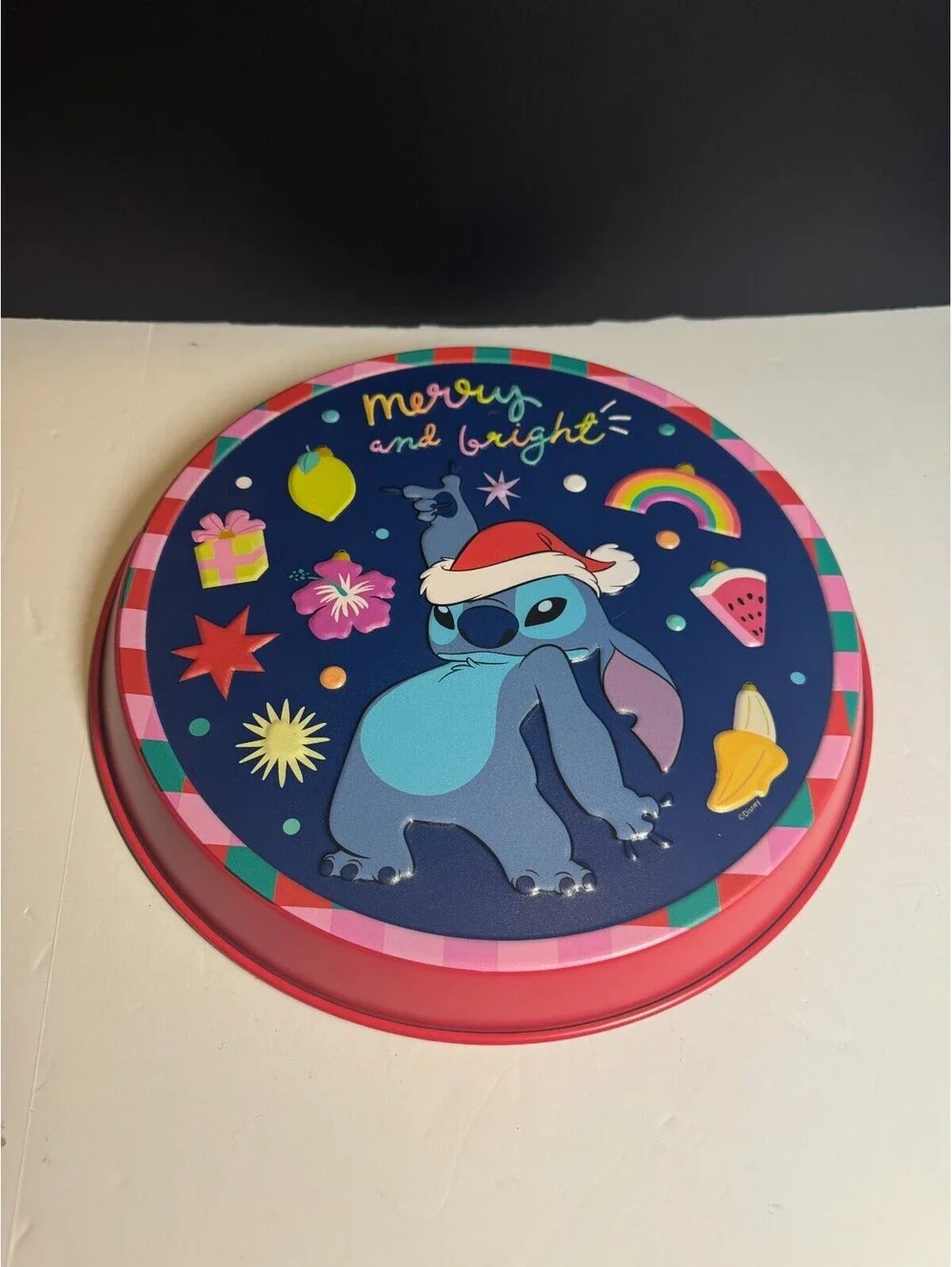 New Disney Stitch Merry And Bright Tropical Christmas Metal Sign Holiday